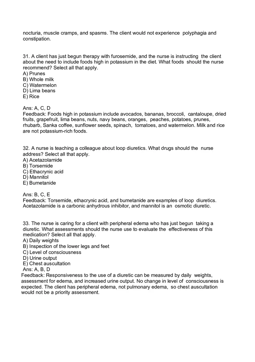 Nursing Practice and Pharmacological Safety Answer Key Part 6 - Page 8