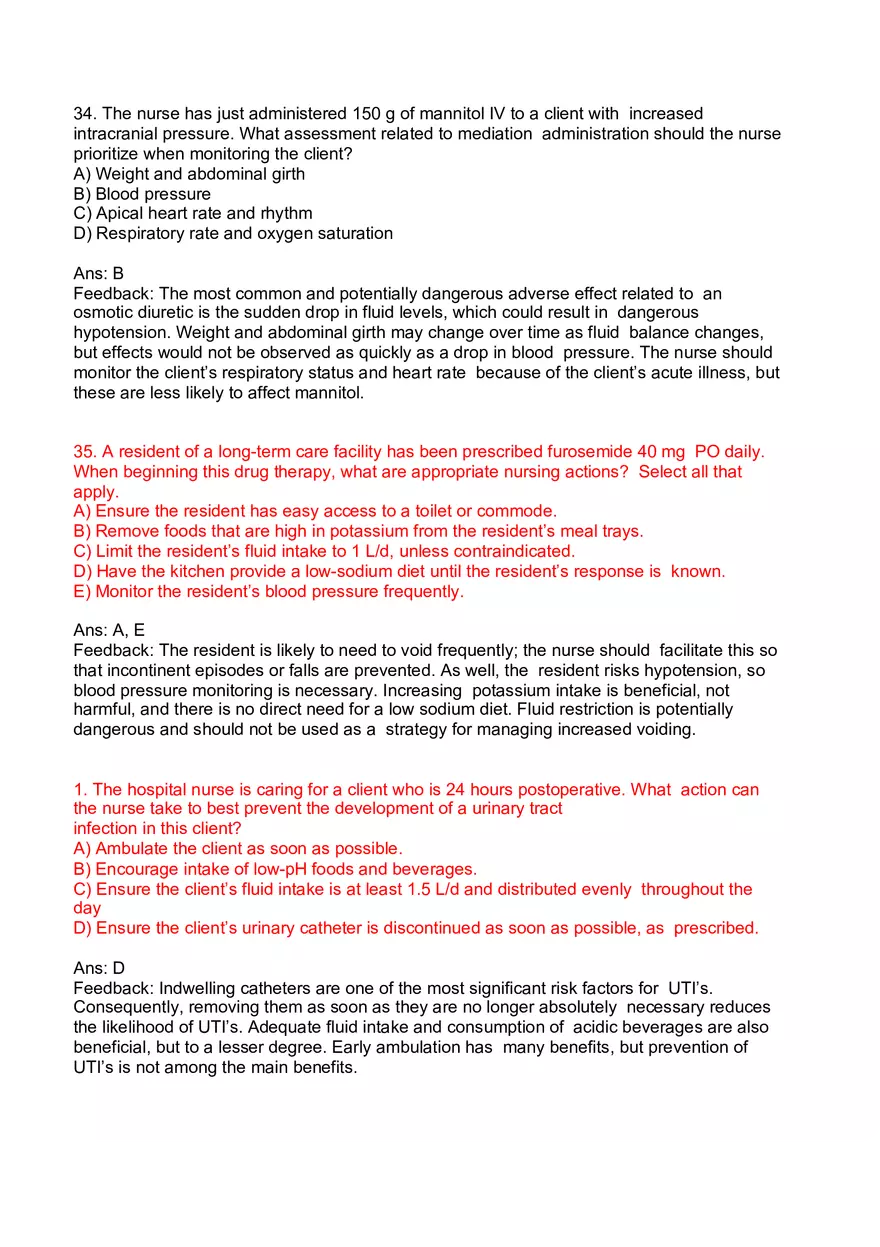 Nursing Practice and Pharmacological Safety Answer Key Part 6 - Page 9