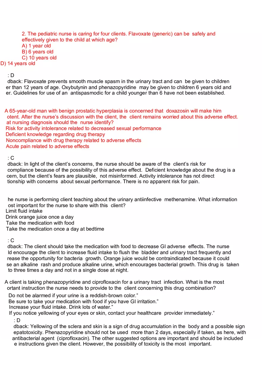 Nursing Practice and Pharmacological Safety Answer Key Part 6 - Page 10