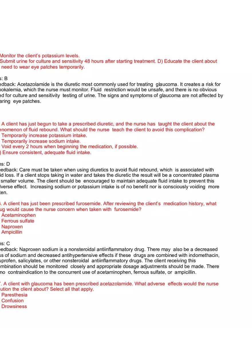 Nursing Practice and Pharmacological Safety Answer Key Part 6 - Page 6
