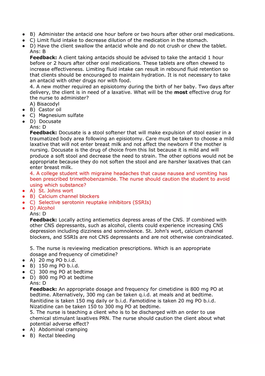 Nursing Practice and Pharmacological Safety Answer Key Part 3 - Page 8
