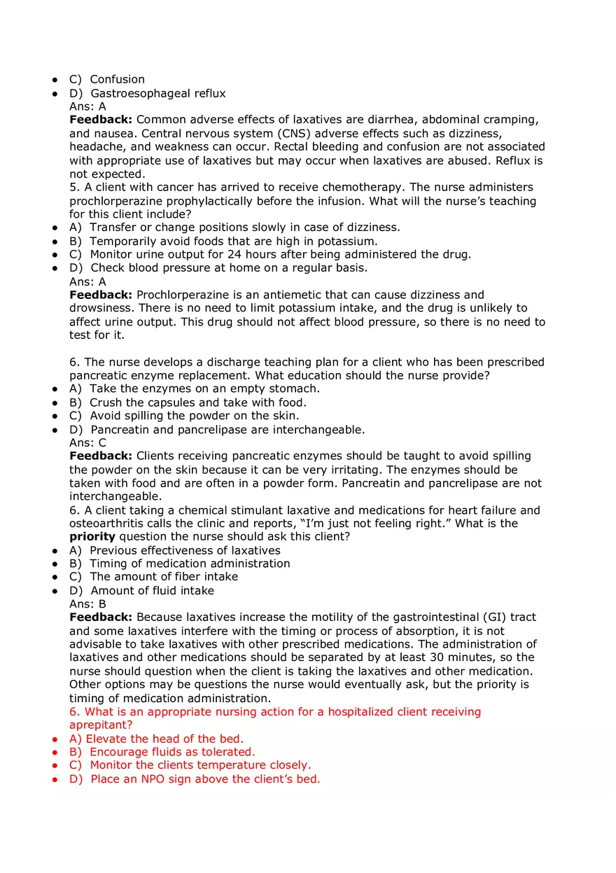 Nursing Practice and Pharmacological Safety Answer Key Part 3 - Page 9