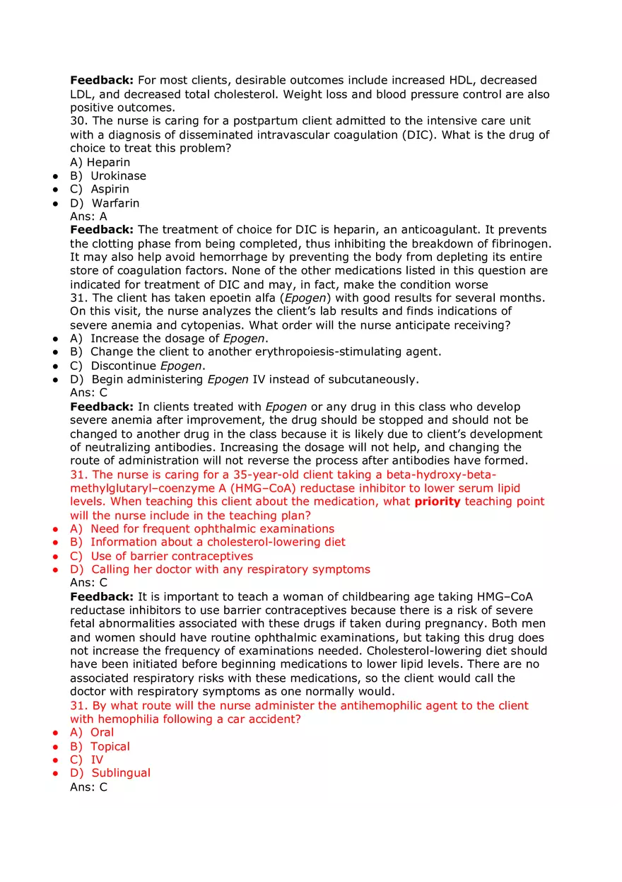 Nursing Practice and Pharmacological Safety Answer Key Part 3 - Page 3