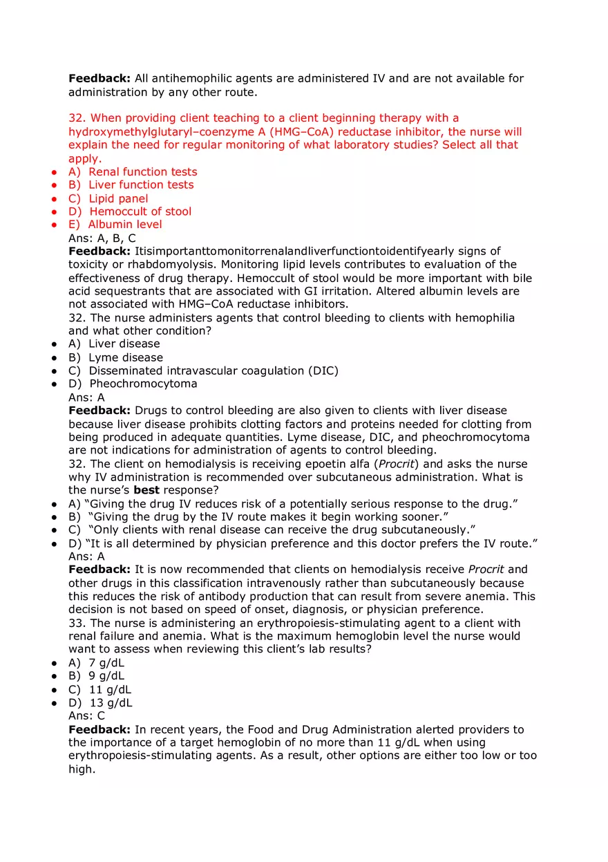 Nursing Practice and Pharmacological Safety Answer Key Part 3 - Page 4