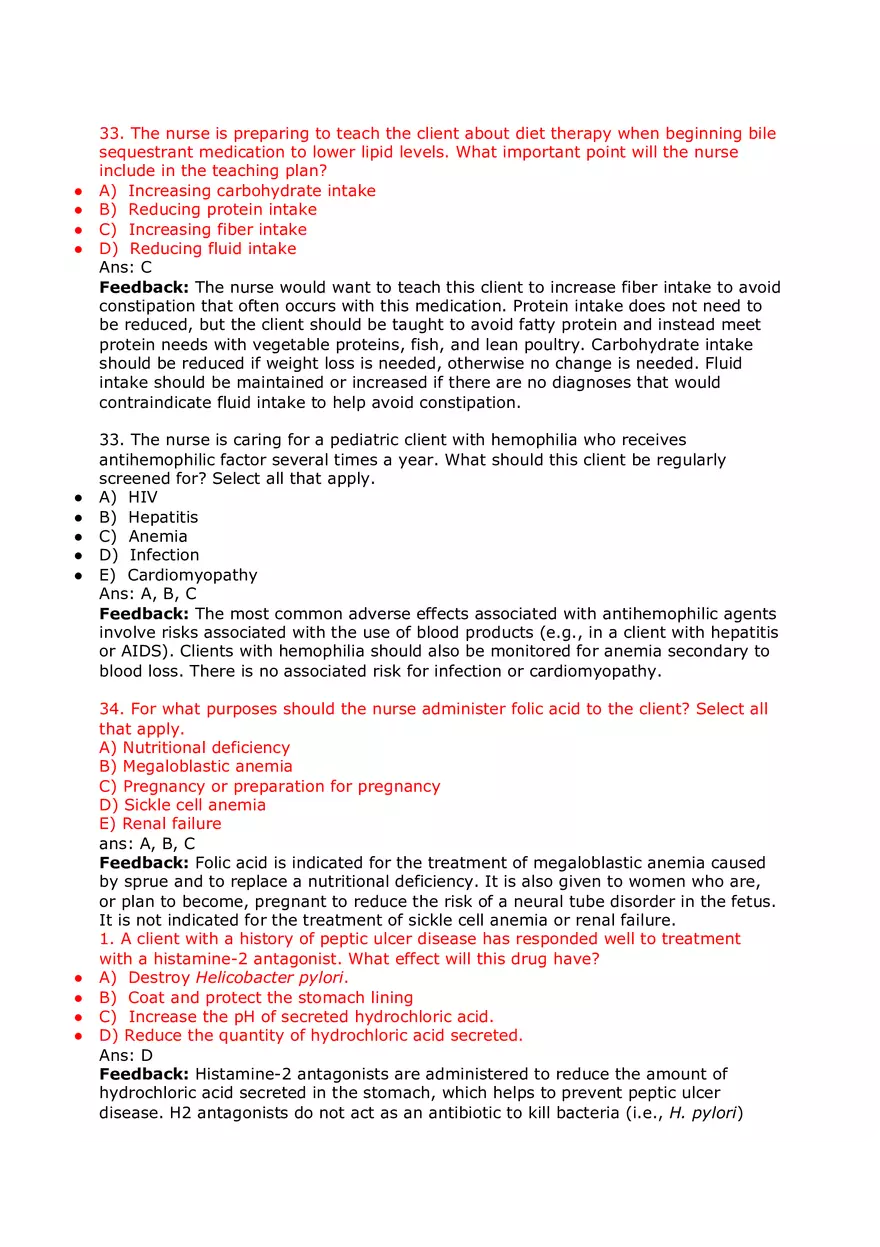 Nursing Practice and Pharmacological Safety Answer Key Part 3 - Page 5