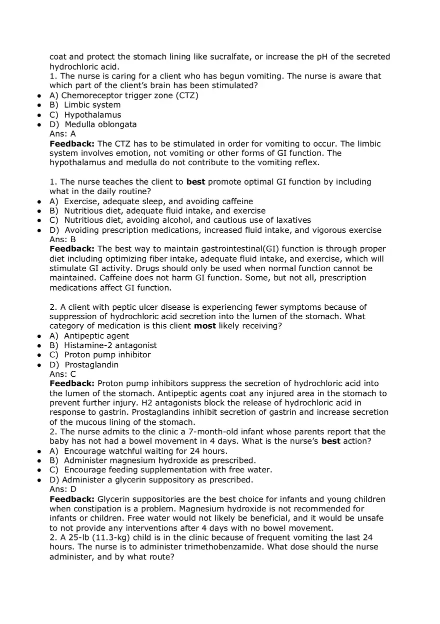 Nursing Practice and Pharmacological Safety Answer Key Part 3 - Page 6