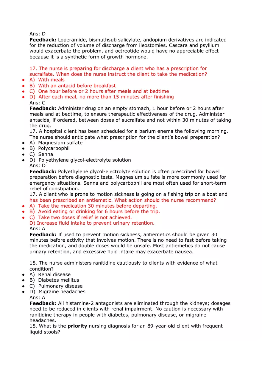 Nursing Practice and Pharmacological Safety Answer Key Part 4 - Page 7