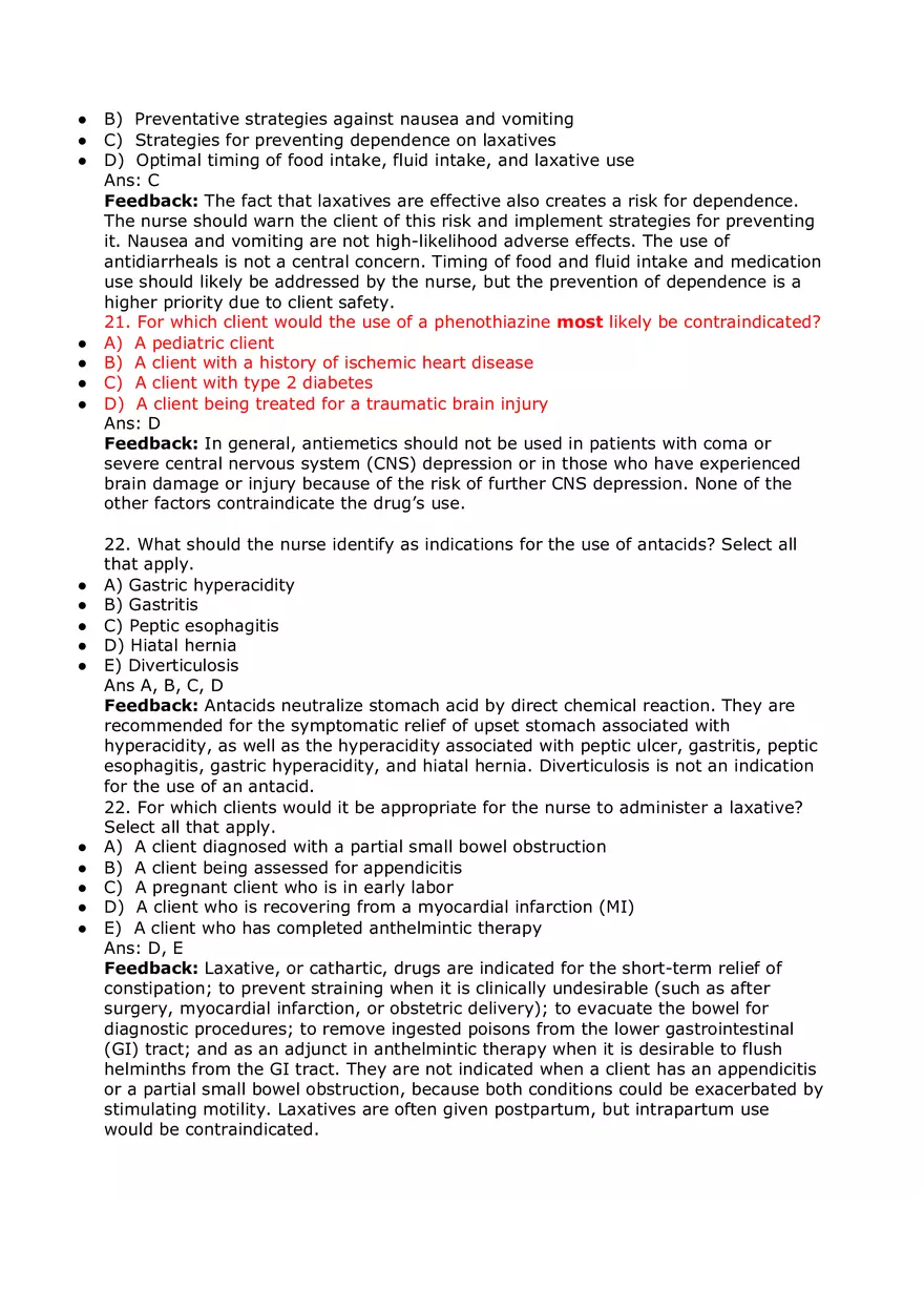 Nursing Practice and Pharmacological Safety Answer Key Part 4 - Page 10
