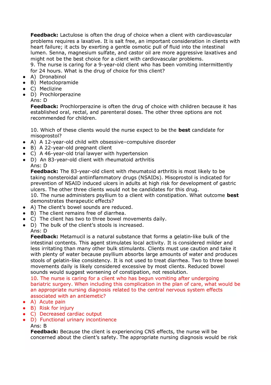 Nursing Practice and Pharmacological Safety Answer Key Part 4 - Page 2