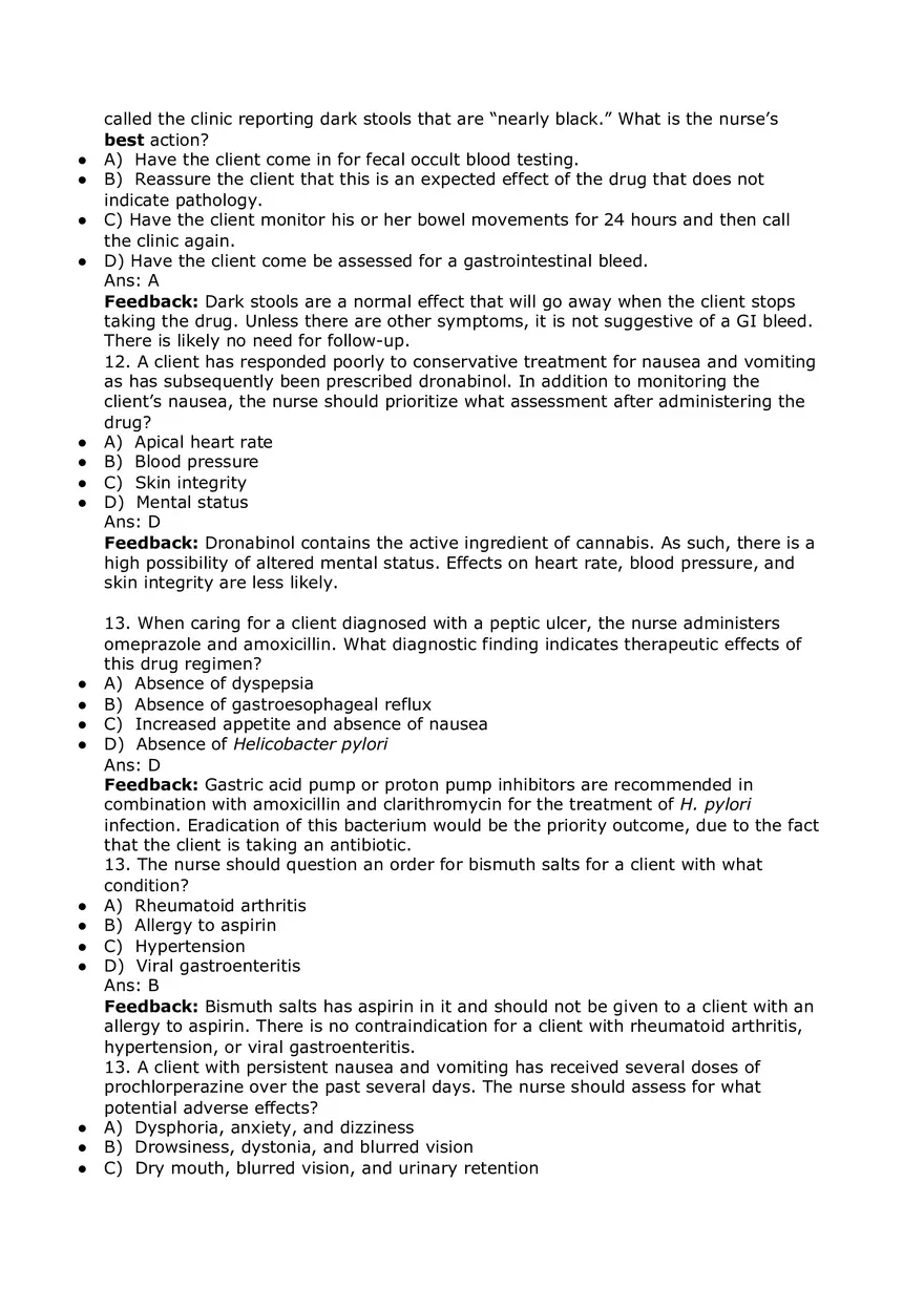 Nursing Practice and Pharmacological Safety Answer Key Part 4 - Page 4