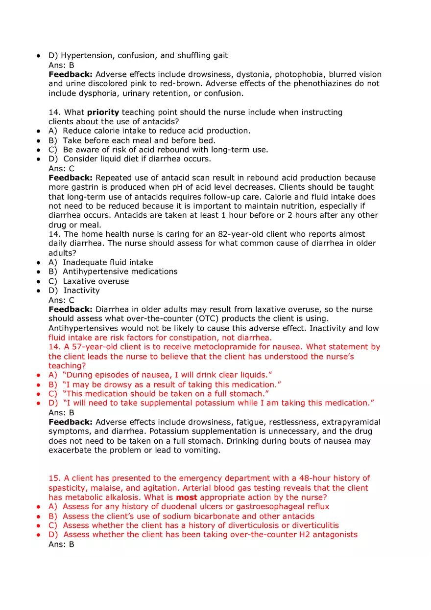 Nursing Practice and Pharmacological Safety Answer Key Part 4 - Page 5