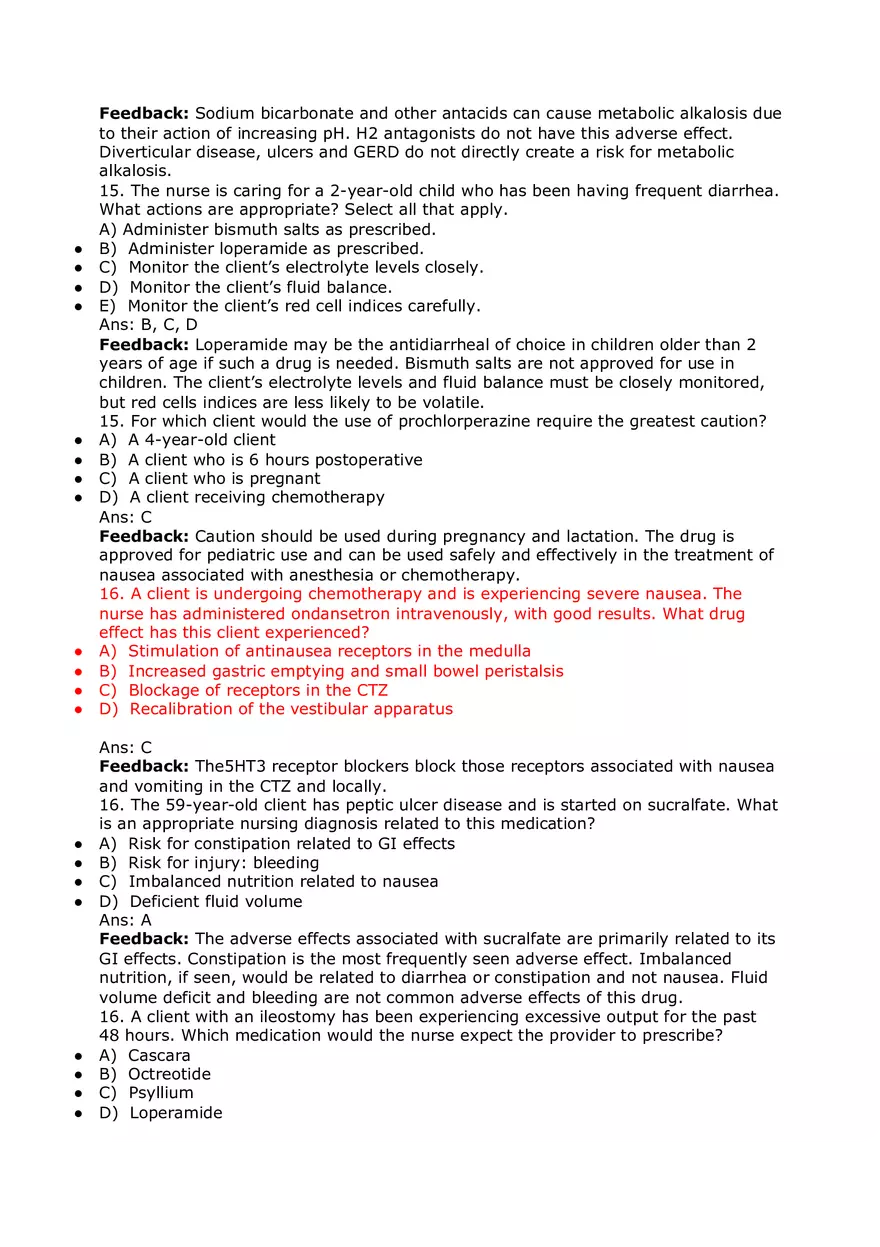 Nursing Practice and Pharmacological Safety Answer Key Part 4 - Page 6