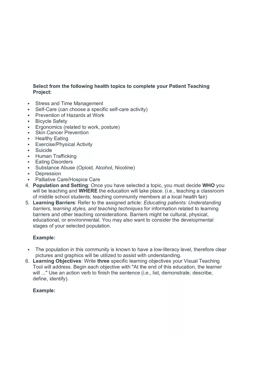 Patient Teaching Plan - Page 1