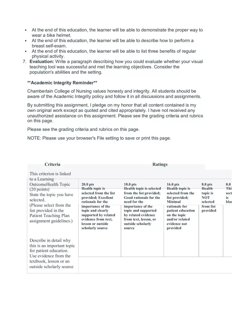 Patient Teaching Plan - Page 2