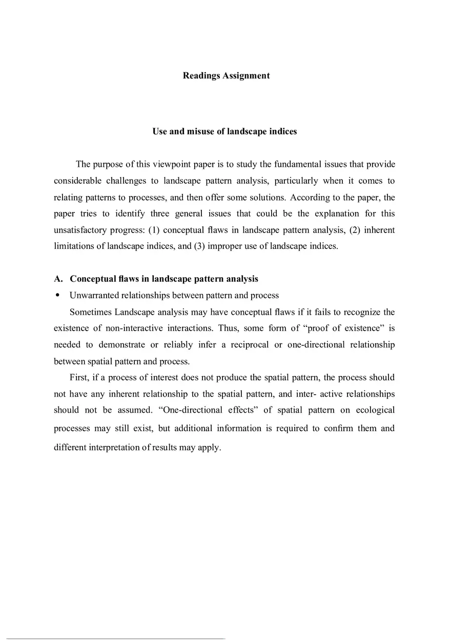 Use and Misuse of Landscape Indices - Page 1