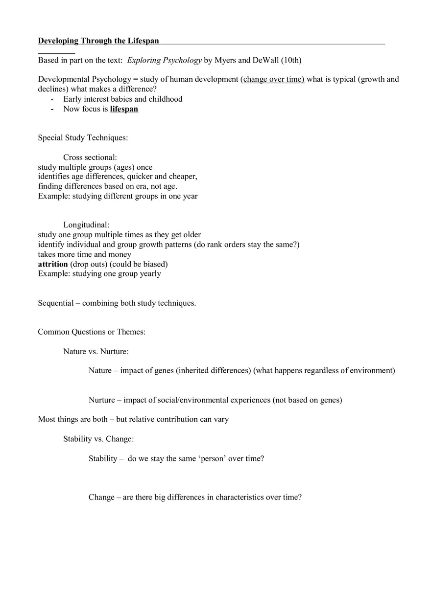 Developing Through the Lifespan - Page 1