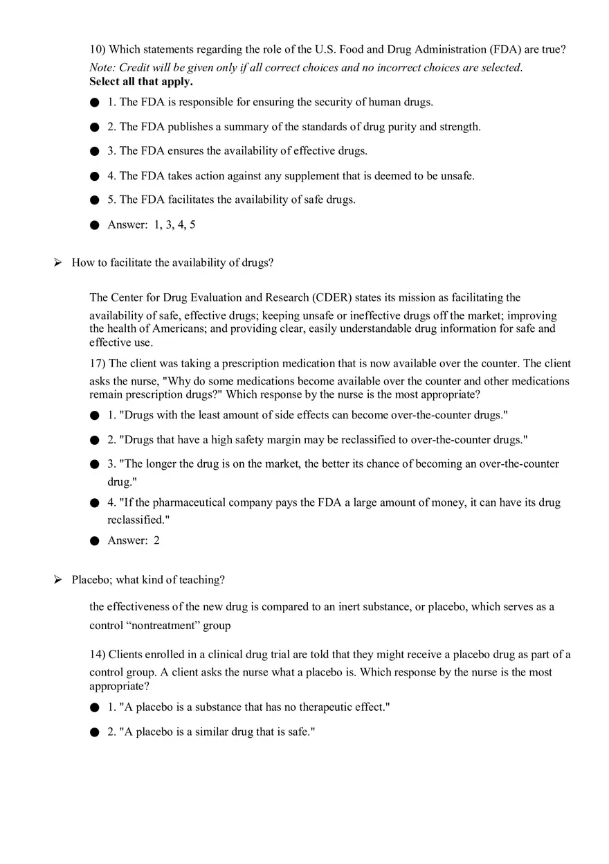 Studies of Nursing Pharmacology Quiz 1 - Page 9