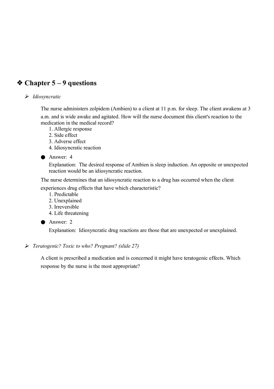 Studies of Nursing Pharmacology Quiz 2 - Page 1