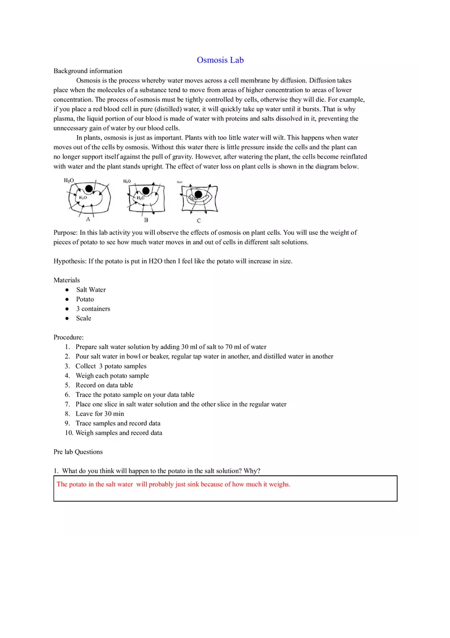 Osmosis Potato Lab - Page 1