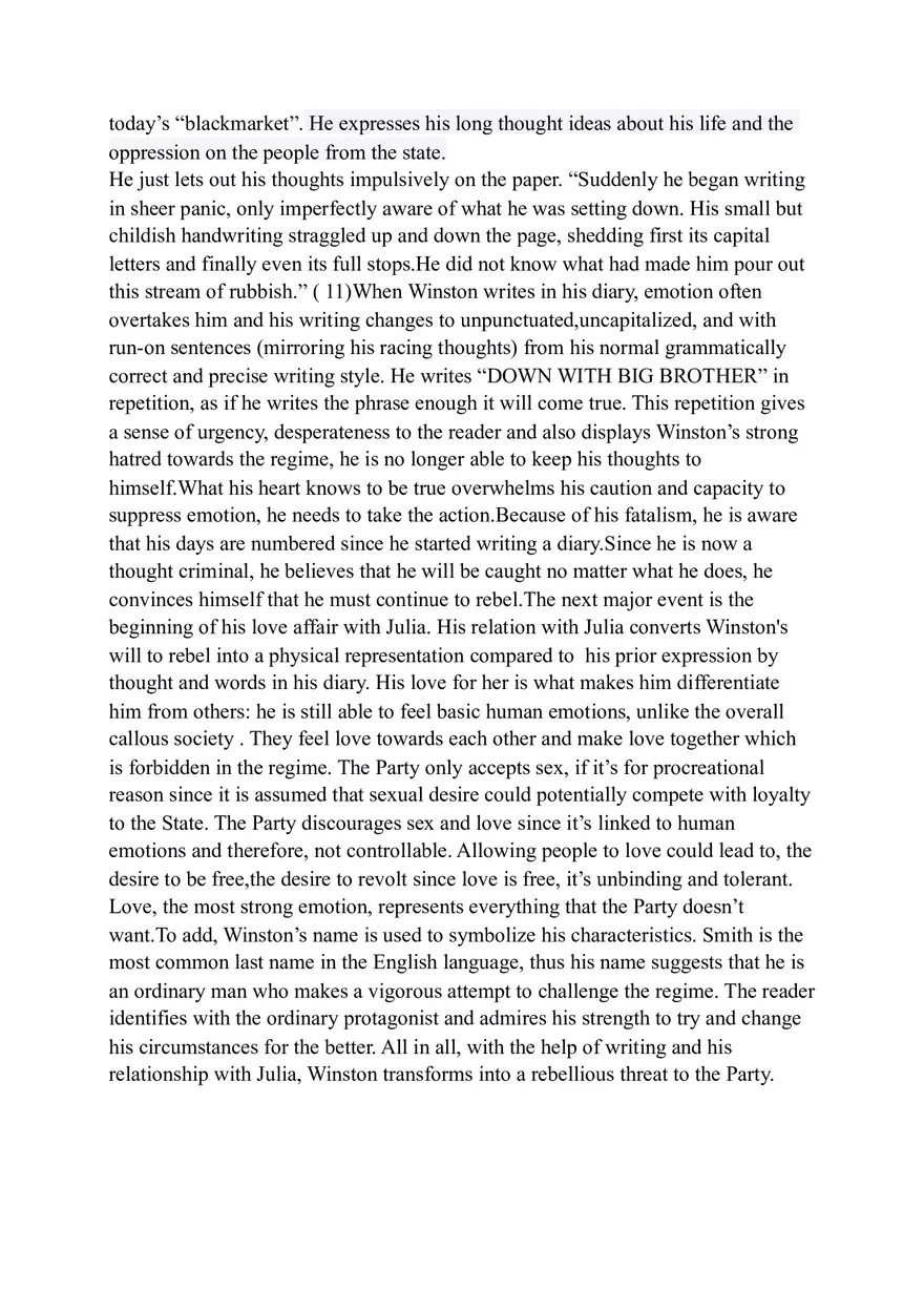 Essay Winston 1984 Character Analysis (Orwell's Book) - Page 2