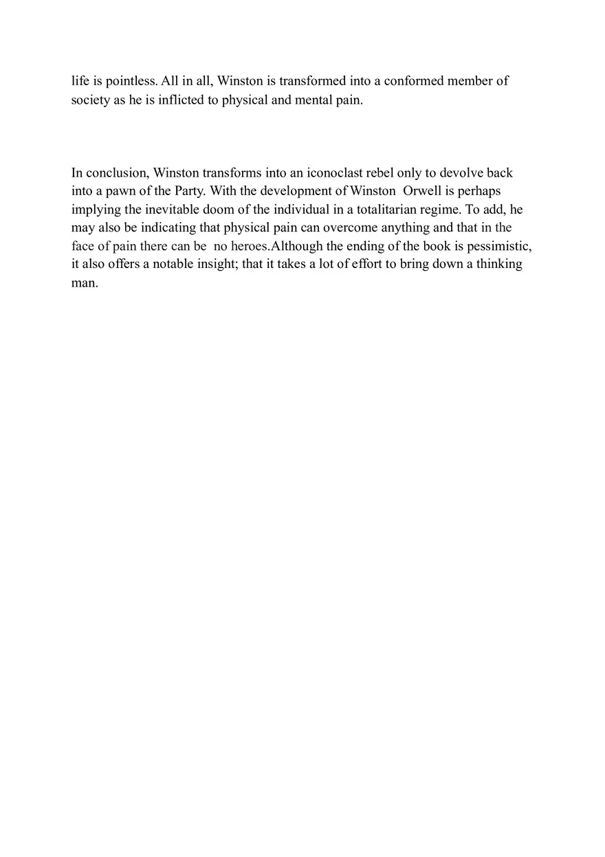 Essay Winston 1984 Character Analysis (Orwell's Book) - Page 4