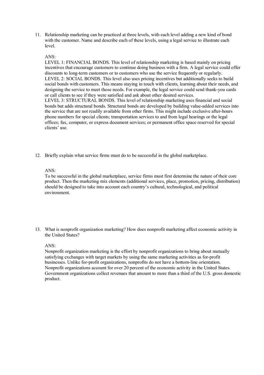 Services and Nonprofit Organization Marketing Answer Key Part 5 - Page 7