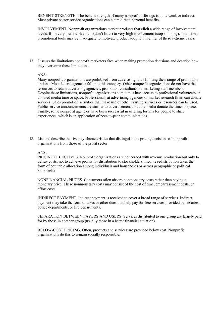 Services and Nonprofit Organization Marketing Answer Key Part 5 - Page 9