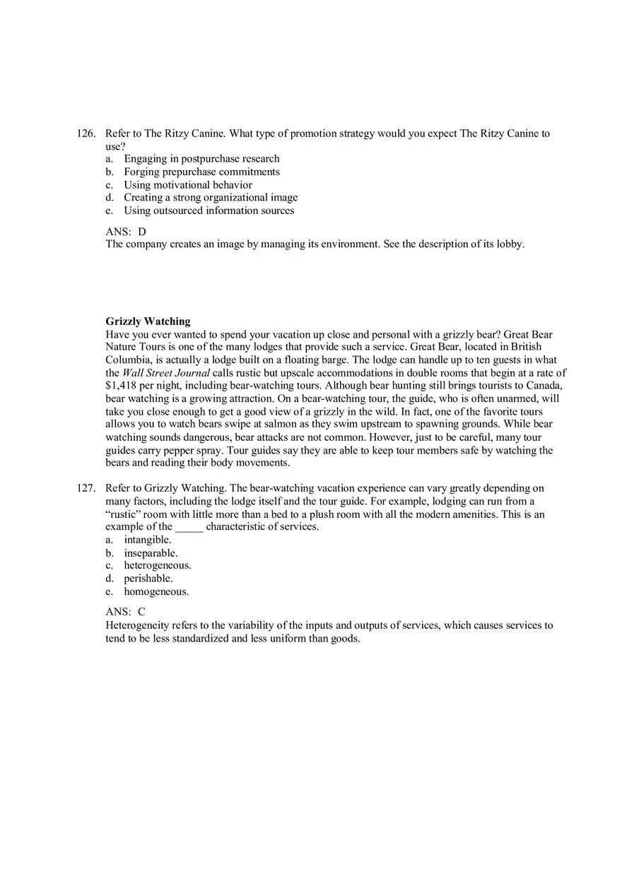 Services and Nonprofit Organization Marketing Answer Key Part 5 - Page 1