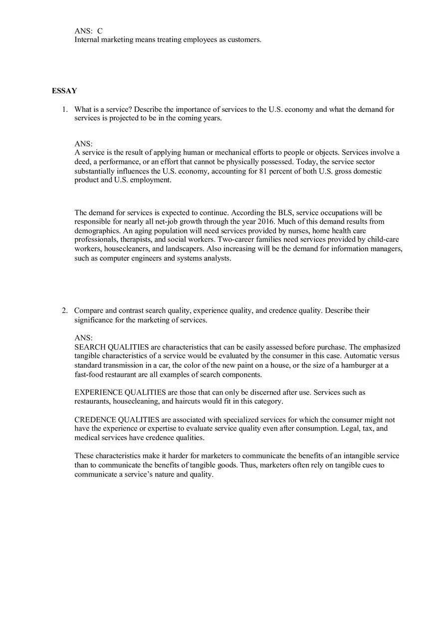 Services and Nonprofit Organization Marketing Answer Key Part 5 - Page 3