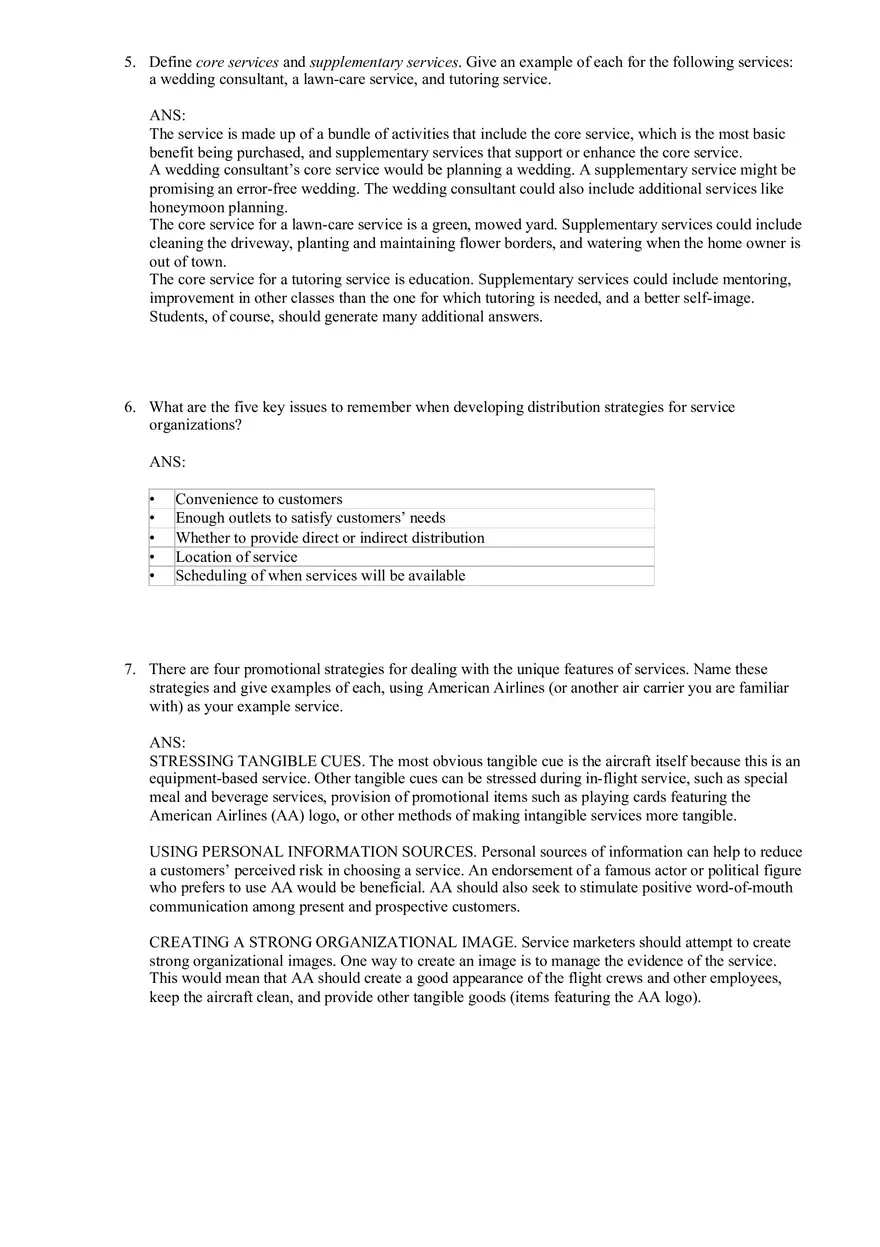 Services and Nonprofit Organization Marketing Answer Key Part 5 - Page 5