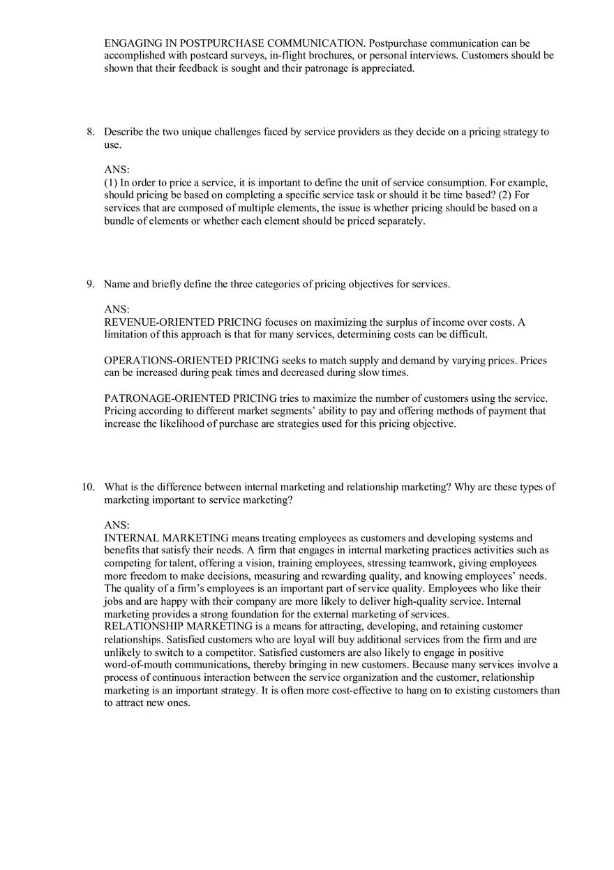 Services and Nonprofit Organization Marketing Answer Key Part 5 - Page 6