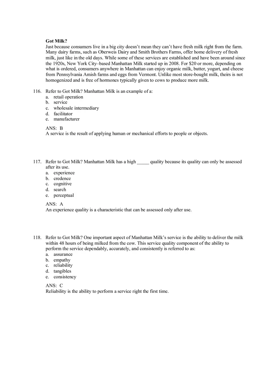 Services and Nonprofit Organization Marketing Answer Key Part 4 - Page 7