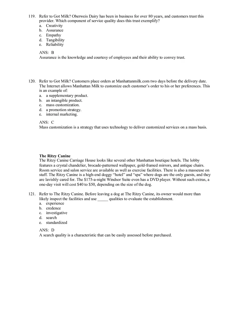 Services and Nonprofit Organization Marketing Answer Key Part 4 - Page 8