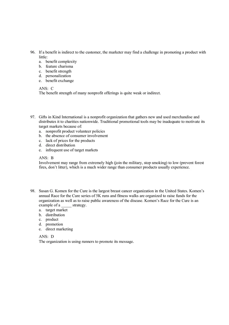 Services and Nonprofit Organization Marketing Answer Key Part 4 - Page 1