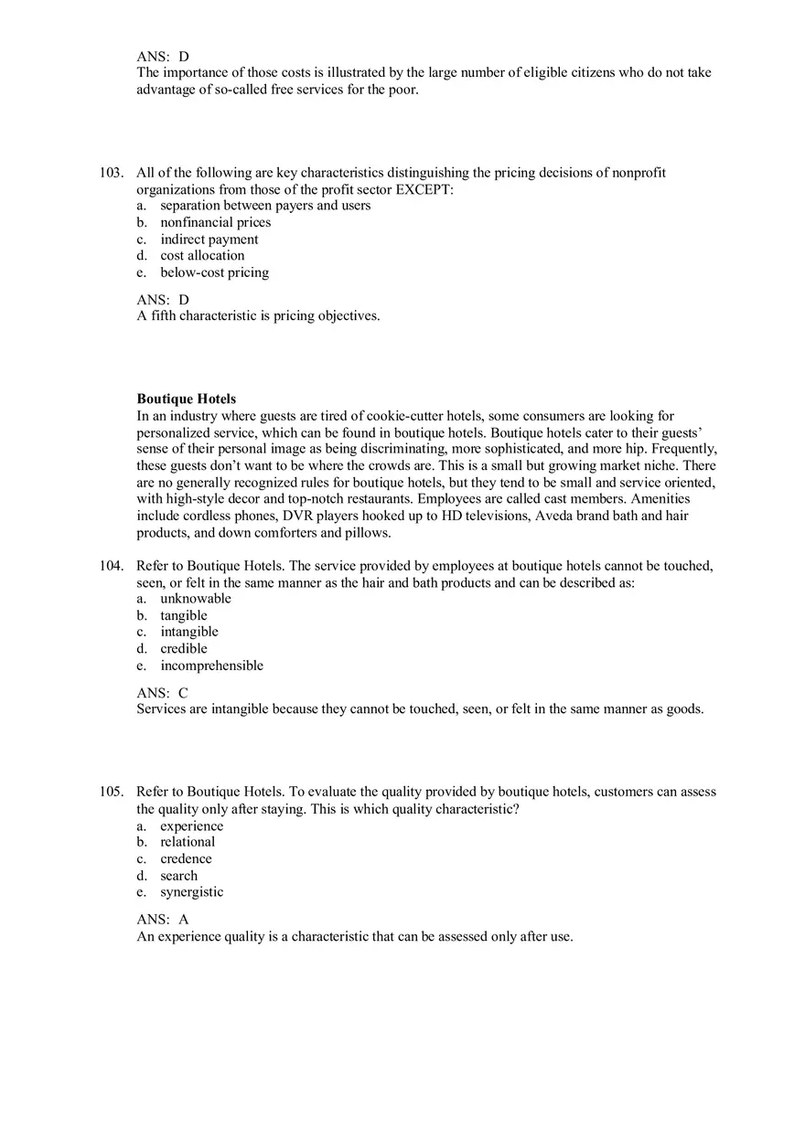 Services and Nonprofit Organization Marketing Answer Key Part 4 - Page 3