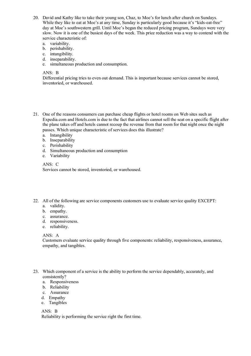 Services and Nonprofit Organization Marketing Answer Key Part 1 - Page 10