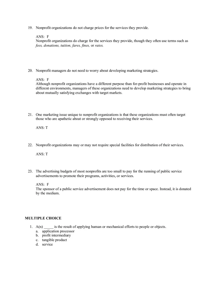 Services and Nonprofit Organization Marketing Answer Key Part 1 - Page 4