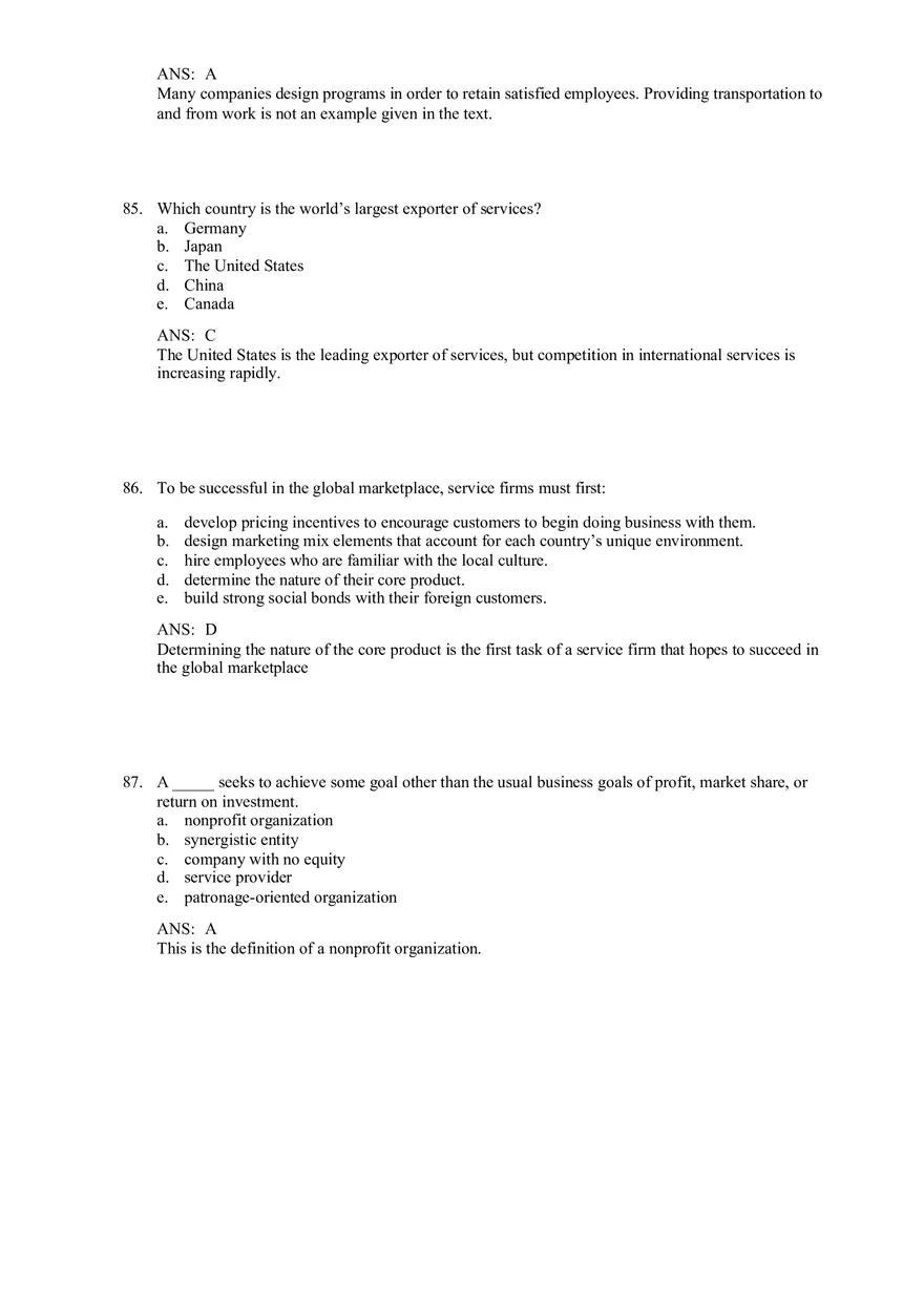 Services and Nonprofit Organization Marketing Answer Key Part 3 - Page 8