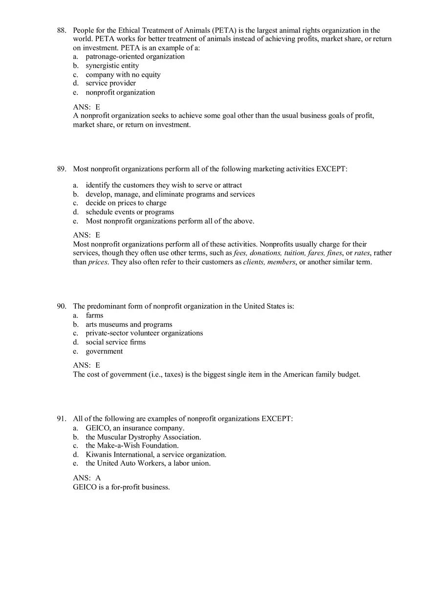 Services and Nonprofit Organization Marketing Answer Key Part 3 - Page 9