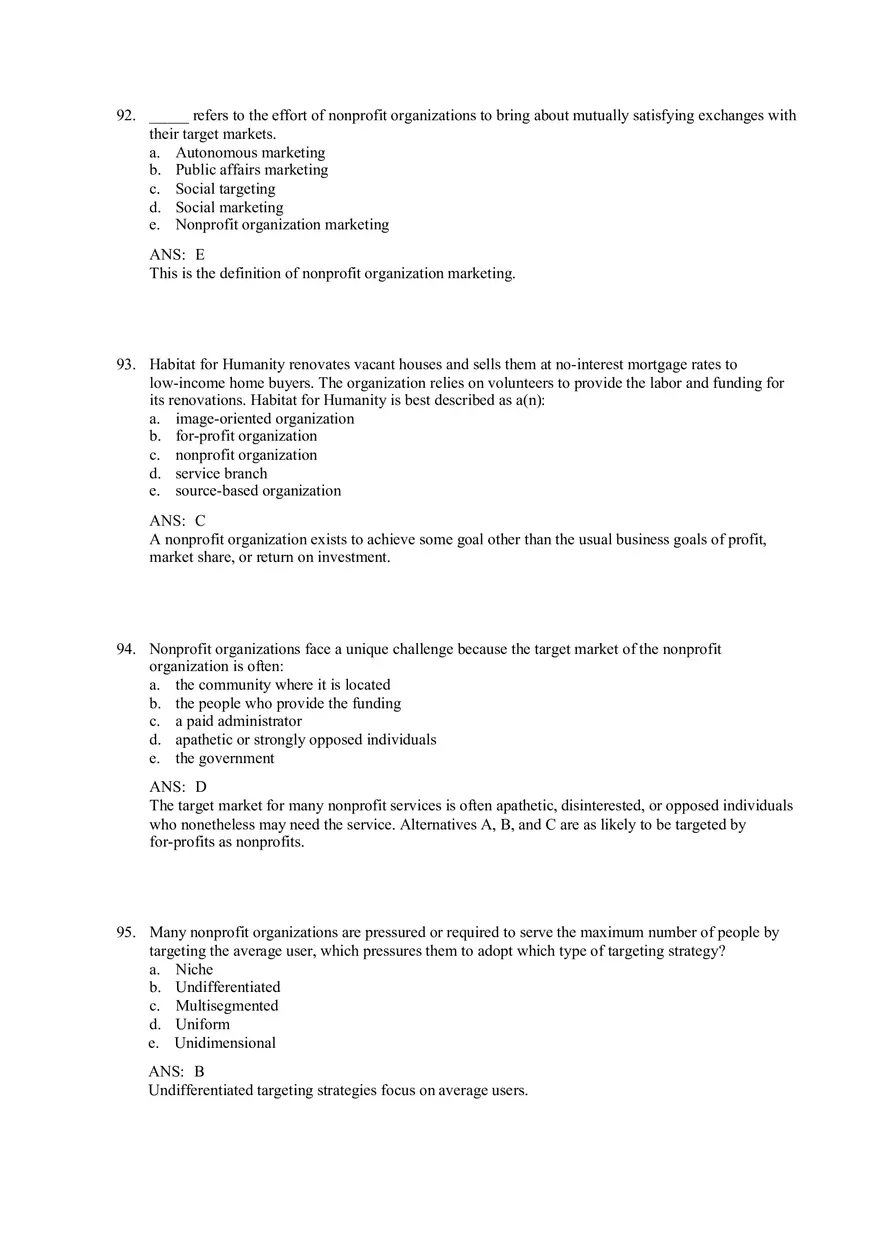 Services and Nonprofit Organization Marketing Answer Key Part 3 - Page 10
