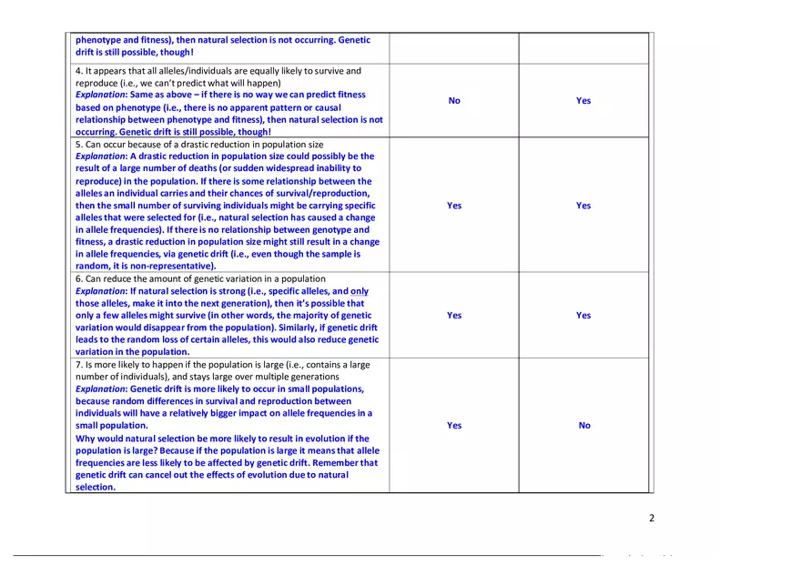 Worksheet - Evolutionary Mechanisms Answer Key - Page 2