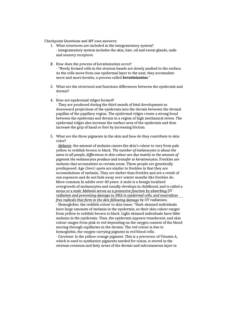 Chapter 5 Checkpoint Questions and My Own Answers - Page 1