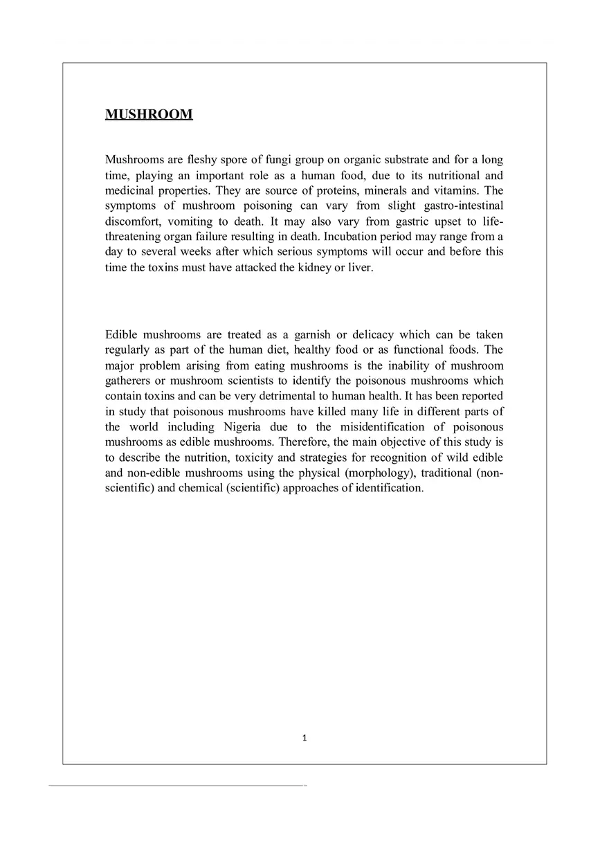 Difference Between Poisonous and Edible Mushroom - Page 1