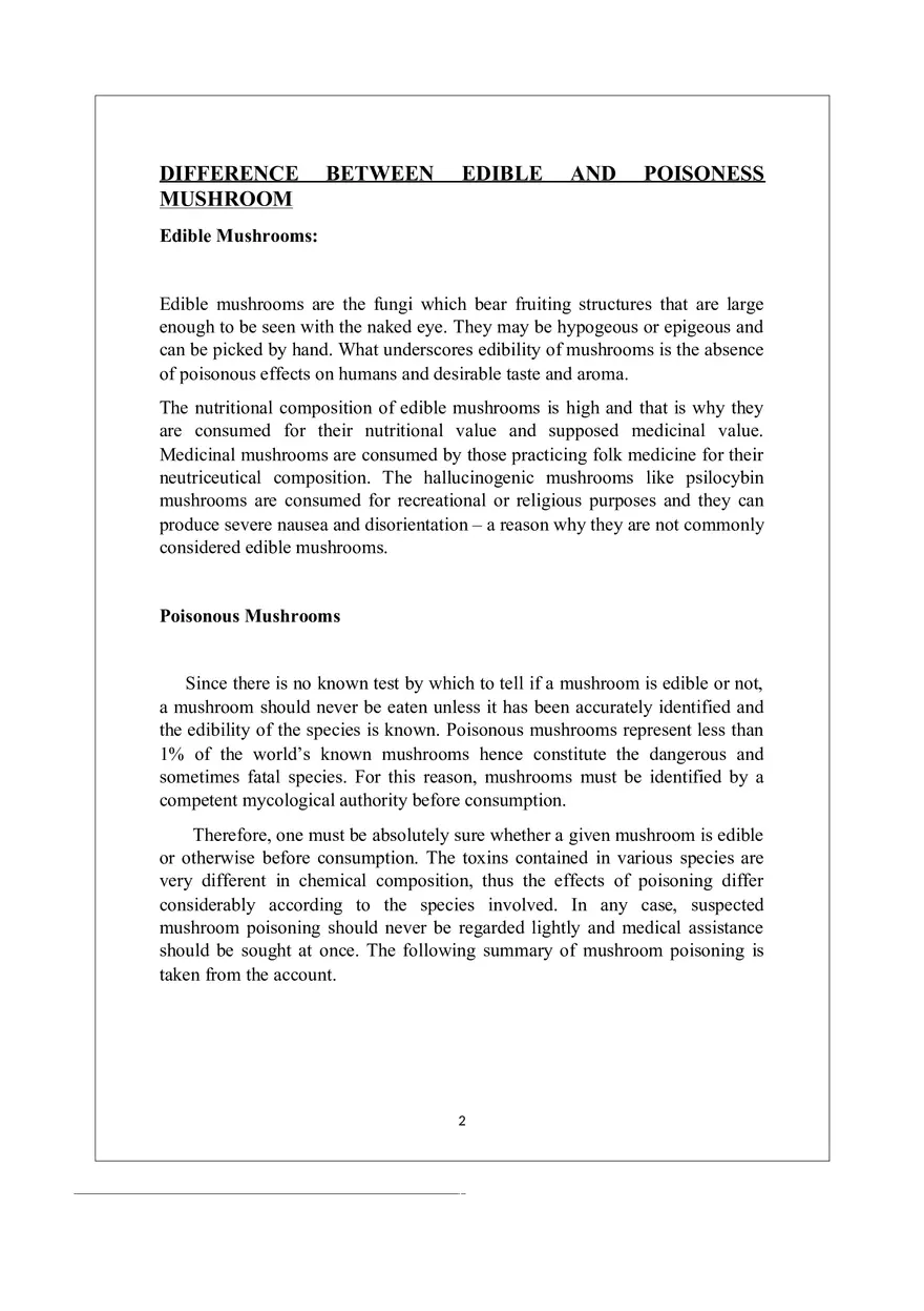 Difference Between Poisonous and Edible Mushroom - Page 2