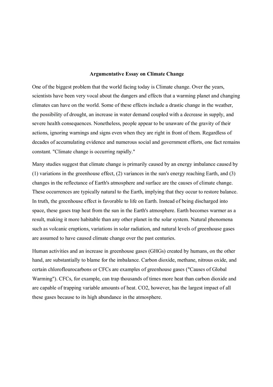Argumentative Essay on Climate Change - Page 1
