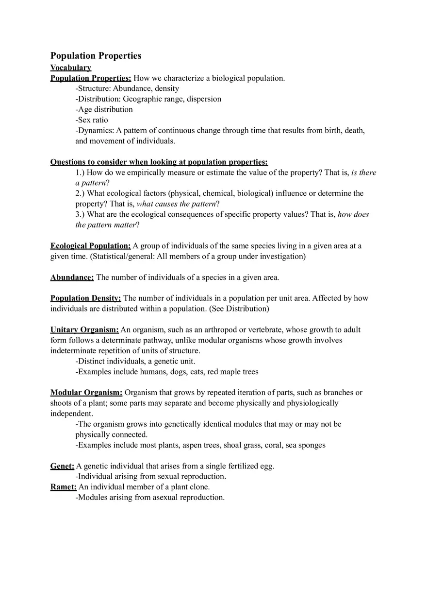 Ecology Study Guide for Exam Part 2 - Page 10