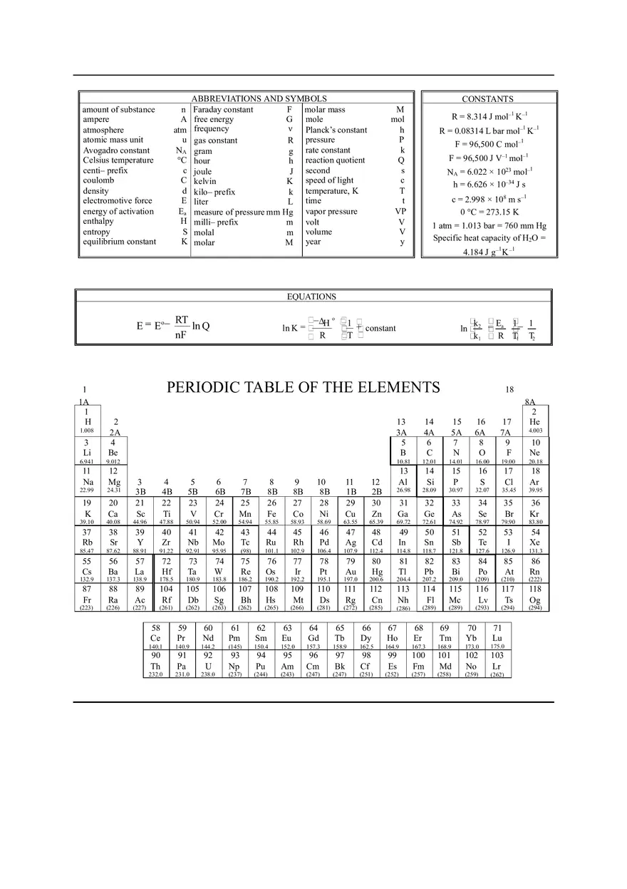 Local Chemistry Olympiad Answer Key - Page 1
