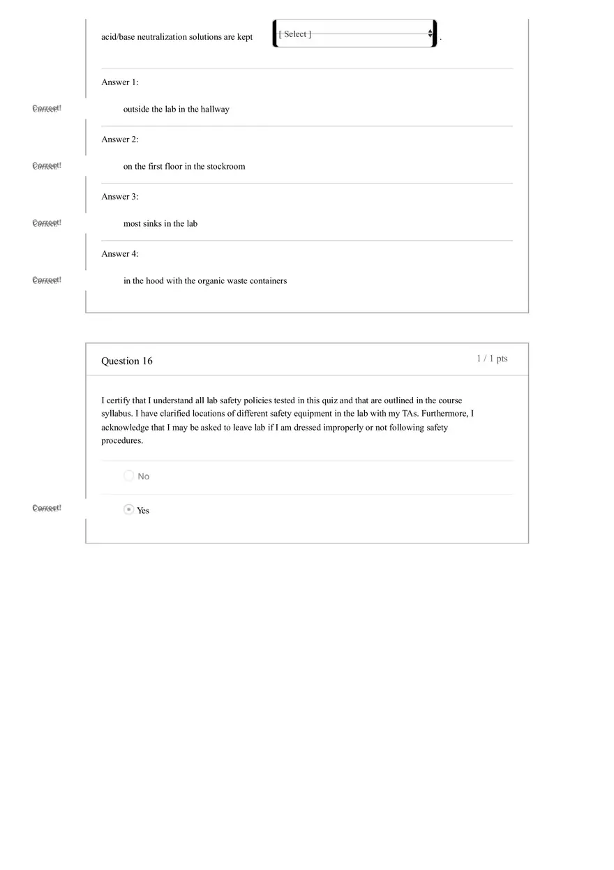 Lab Safety Quiz Answers - Page 8