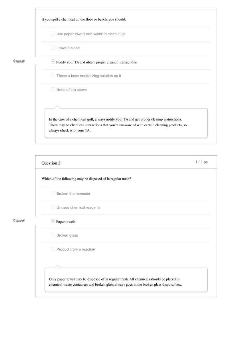 Lab Safety Quiz Answers - Page 2
