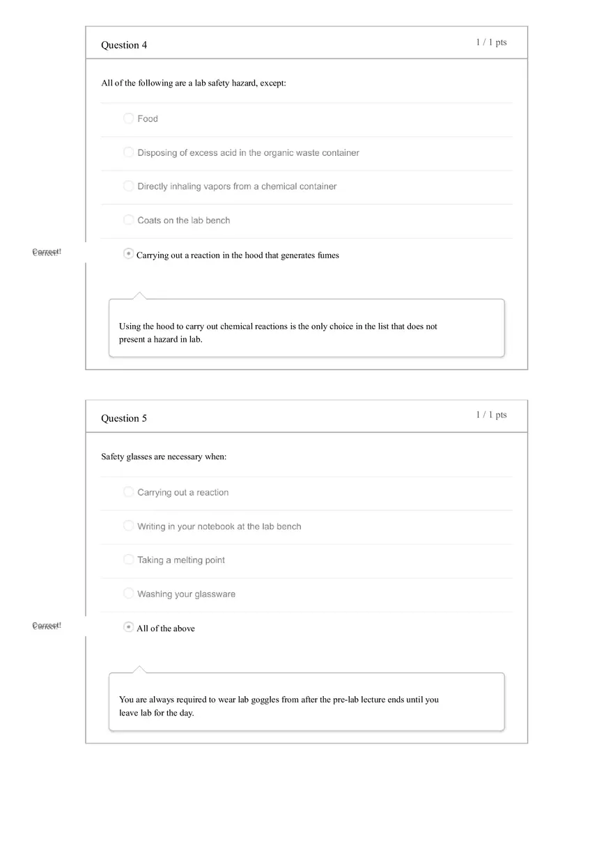 Lab Safety Quiz Answers - Page 3